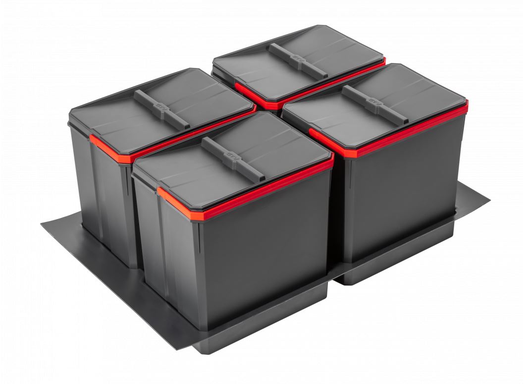 Atkritumu konteineru komplekts AXISPACE 800mm korpusam 4X15L