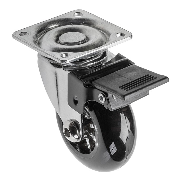 Grozāms ritenis D50mm, H64mm, MELNS, ar bremzi