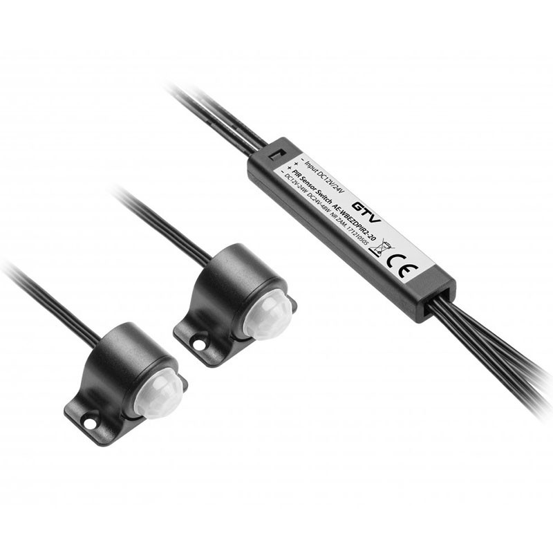 Bezkontakta slēdzis PIR, 2 sensori, 2m, DC 12/24V, 24W/48W