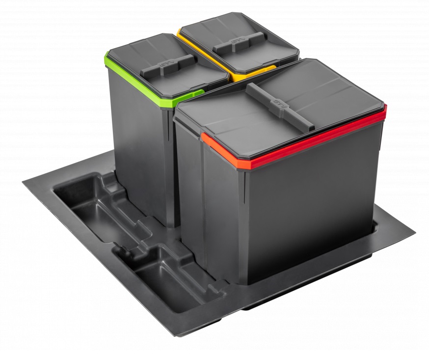 Atkritumu konteineru komplekts AXISPACE 600mm korpusam 1X15L-2X7L