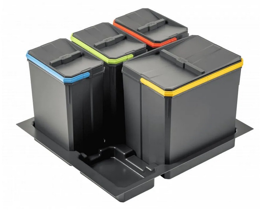 Atkritumu konteineru komplekts AXISPACE 600mm korpusam 1X15L-3X3L