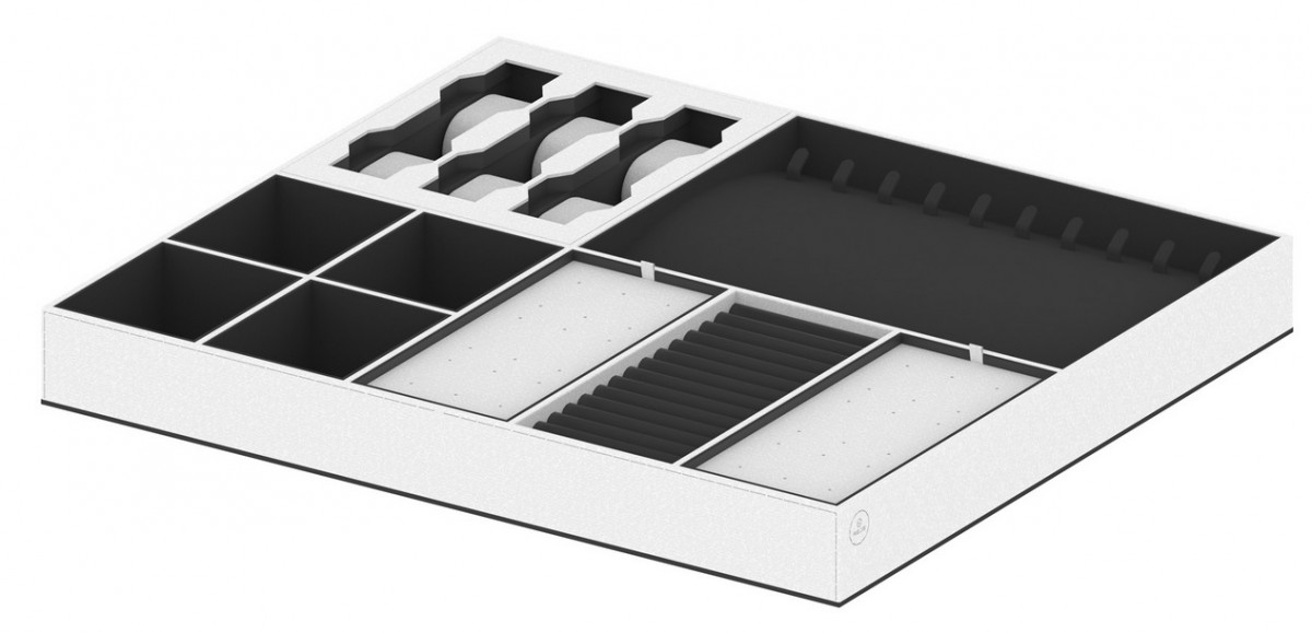 Ieliktnis A1 lielais rotaslietām (520x460x58mm) āda / samta, balta / melna