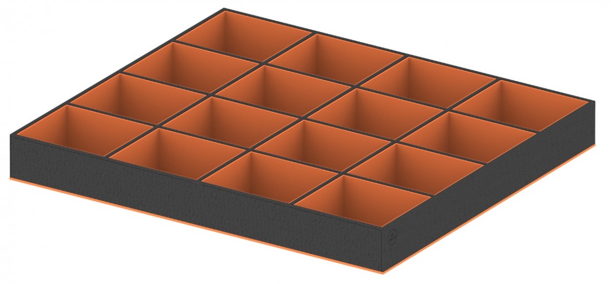 Ieliktnis A2 lielais aksesuāriem (520x460x58mm) āda / samta, melna / oranža