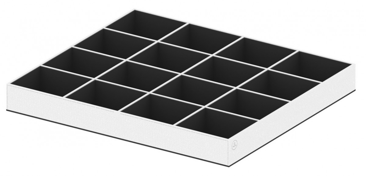 Ieliktnis A2 lielais aksesuāriem (520x460x58mm) āda / samta, balta / melna