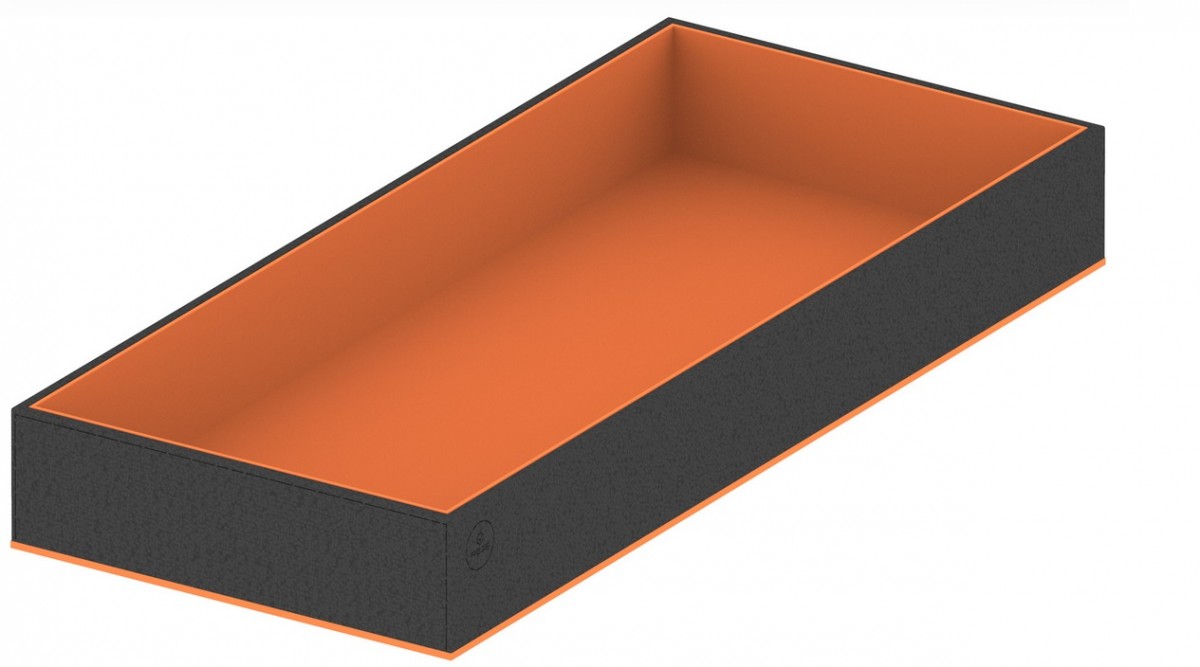 Ieliktnis B2 vidējais aksesuāriem (200x460x58mm) āda / samta, melna / oranža