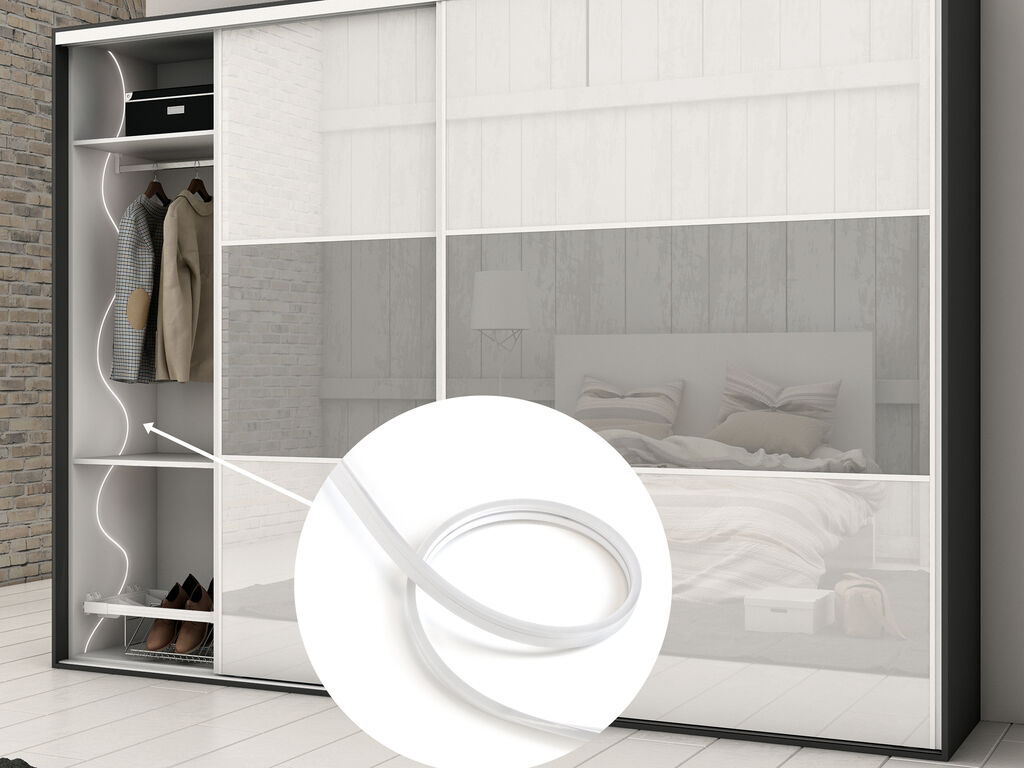 Neonlynx V LED lenta 4x11mm, 7.6W/m, 24V DC, IP65, 2700K siltā gaisma