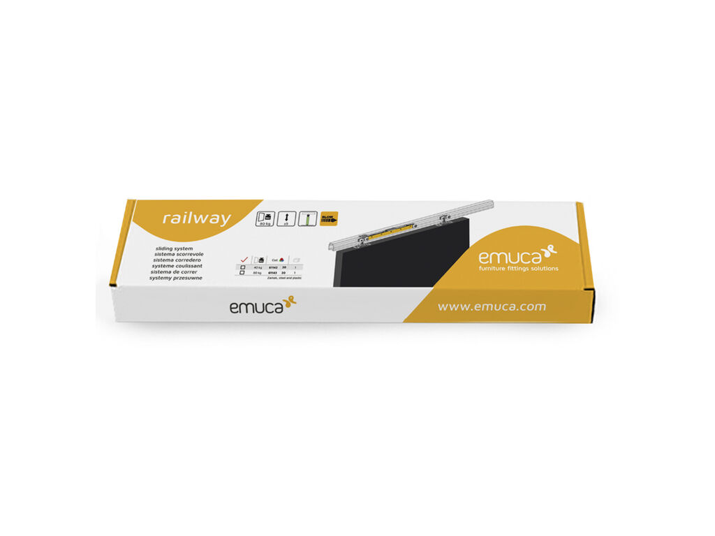 Komplekts bīdāmajām durvīm ar mīkstu aizvēršanos 40 kg., Emuca