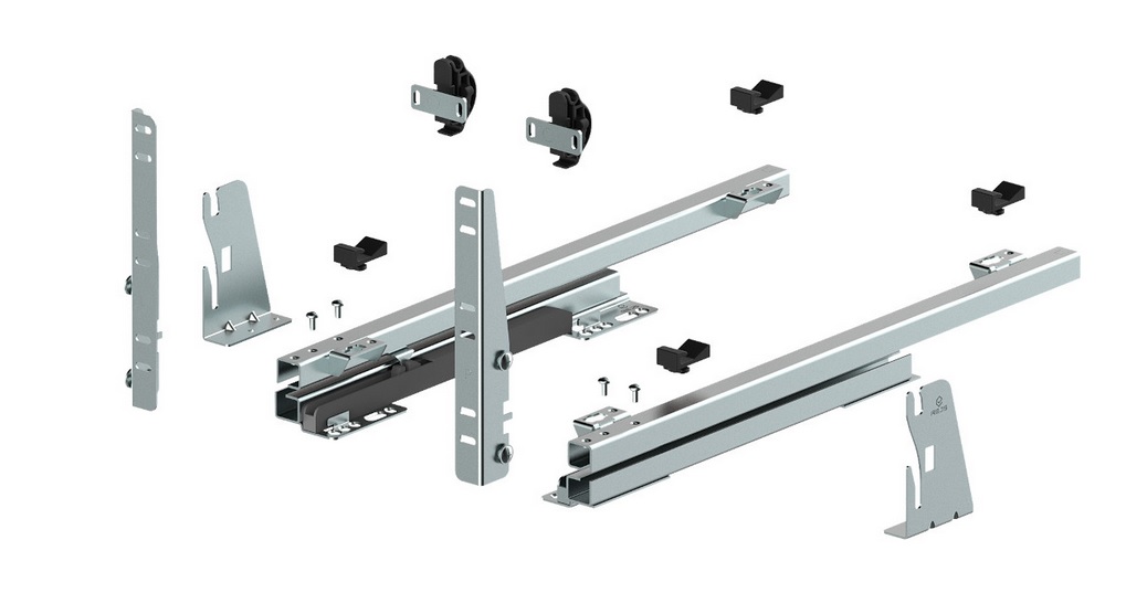 Tandem tipa apakšējās vadotnes Multi groziem KMD, L-450, universālas, cinkotas